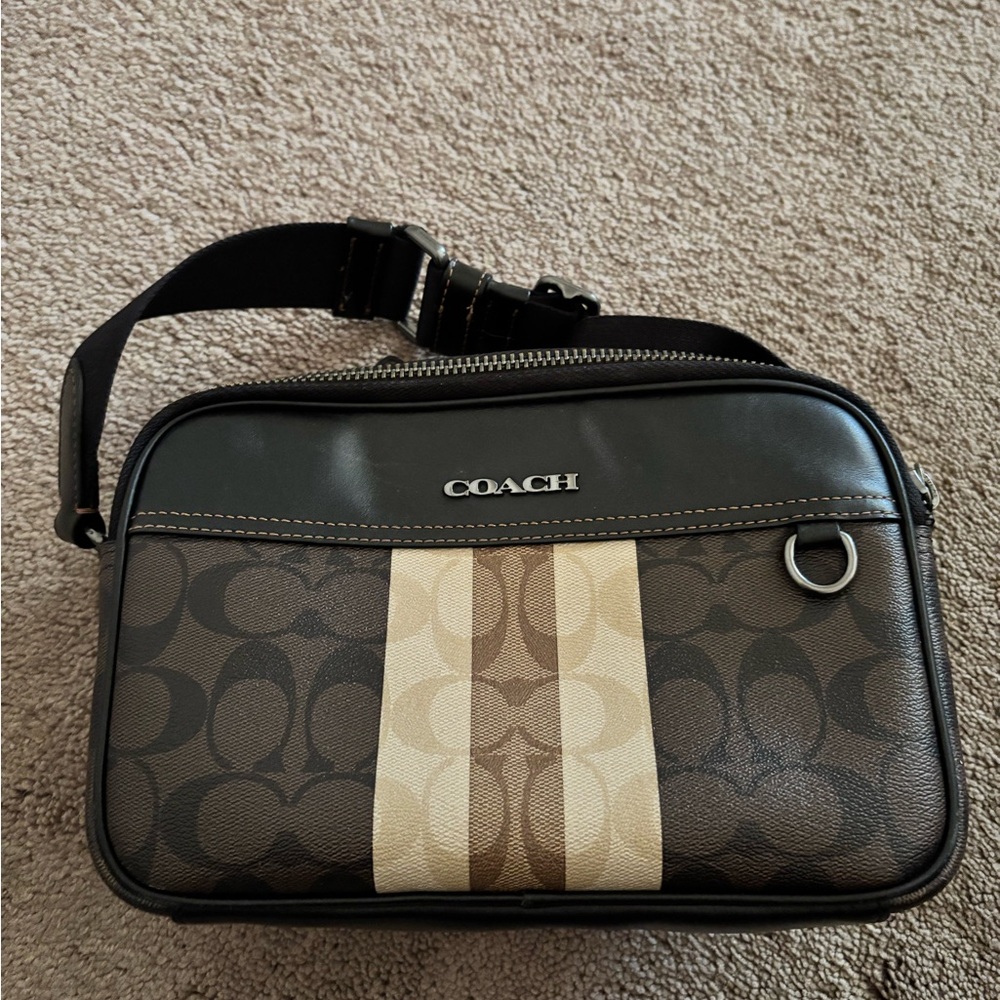 Coach Black and Brown Signature Crossbody Bag